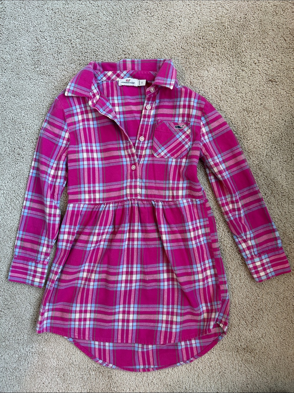 Vineyard Vines Pink Plaid Shirt Dress, EUC, 5